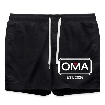 OMA EST. 2026 Proud Grandmother Announcement - Swim Trunks - black - Front - AI Model Male 185 light (185cm)