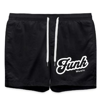 Funk Music Retro Script Logo - Badeshorts - Schwarz - Vorne - AI Model Male 185 light (185cm)