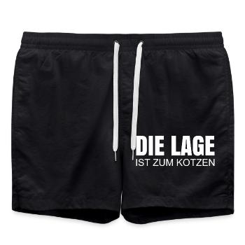 The location sucks - Swim Trunks - black - Front - AI Model Male 185 light (185cm)