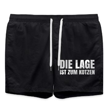 The location sucks - Swim Trunks - black - Front - AI Model Male 185 light (185cm)