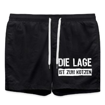 The location sucks - Swim Trunks - black - Front - AI Model Male 185 light (185cm)