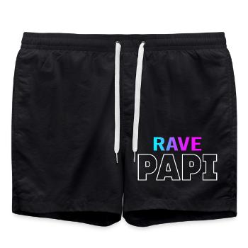 Rave Dad Techno House Electro Festival Hardstyle - Badeshorts - Schwarz - Vorne - AI Model Male 185 light (185cm)