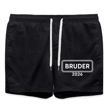 BROTHER 2026 Proud Sibling Announcement - Swim Trunks - black - Front - AI Model Male 185 light (185cm)