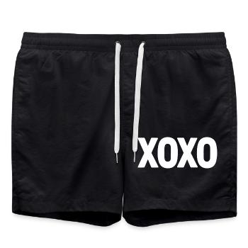 Design de la Saint-Valentin XOXO White Love Text - Short de bain - noir - Devant - AI Model Male 185 light (185cm)