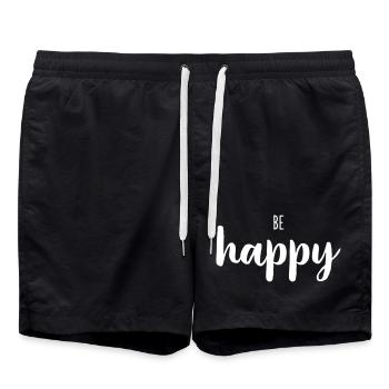 Soyez heureux – Conception positive des mots - Short de bain - noir - Devant - AI Model Male 185 light (185cm)