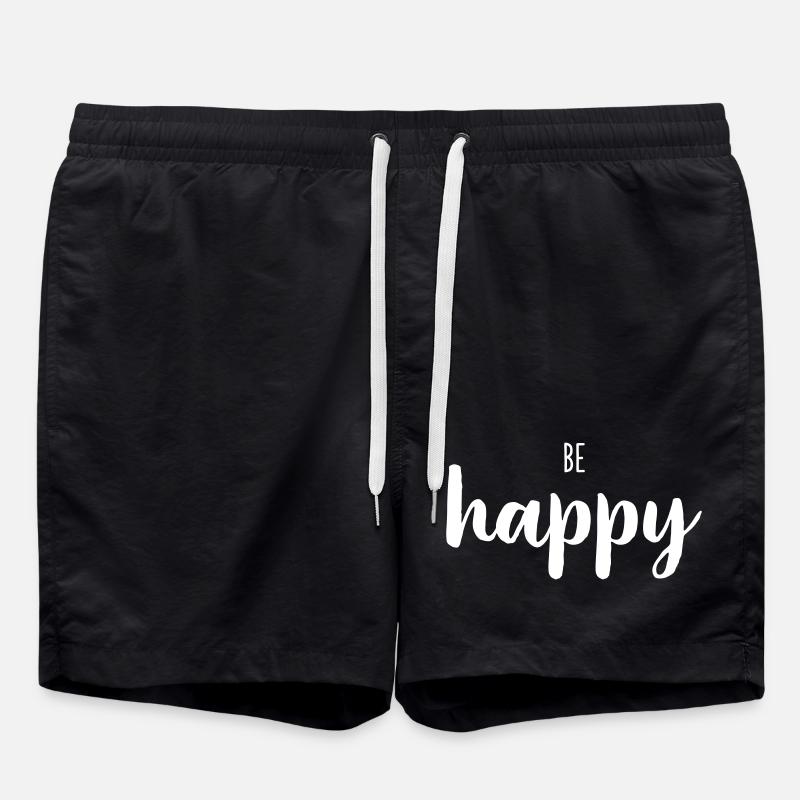 Be Happy – Positives Wortdesign - Badeshorts - Schwarz