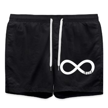 Infinity Love Symbol – Weiß - Badeshorts - Schwarz - Vorne - AI Model Male 185 light (185cm)