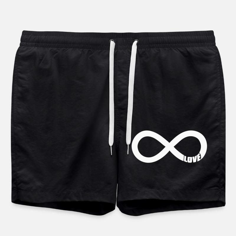 Infinity Love Symbol - White - Swim Trunks - black