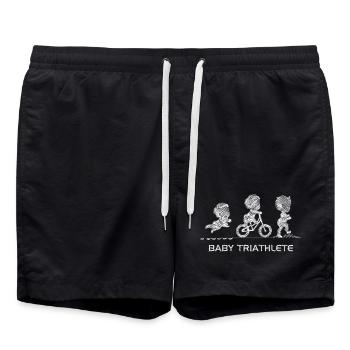 Baby-Triathlet in Aktion Silhouetten - Badeshorts - Schwarz - Vorne - AI Model Male 185 light (185cm)