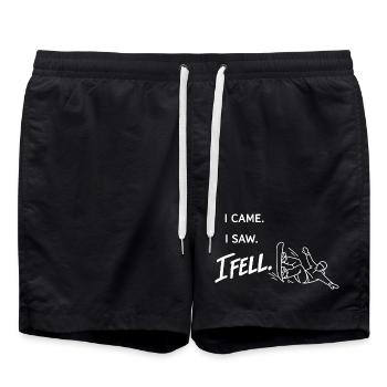 Je suis venu. J’ai vu. Je suis tombé. – Art minimal du snowboard - Short de bain - noir - Devant - AI Model Male 185 light (185cm)