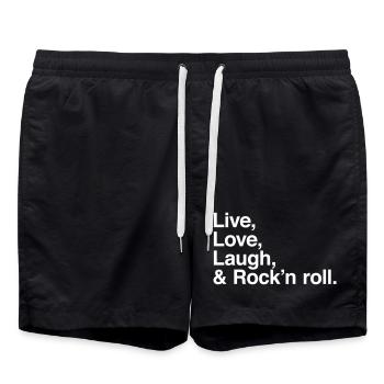 Live Love Laugh Rock – Lebensstil - Badeshorts - Schwarz - Vorne - AI Model Male 185 light (185cm)