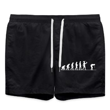 Karneval Evolution – Vom Affen zum Narren - Badeshorts - Schwarz - Vorne - AI Model Male 185 light (185cm)