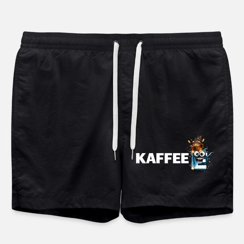 Coffee Mascot Splash - Swim Trunks - black