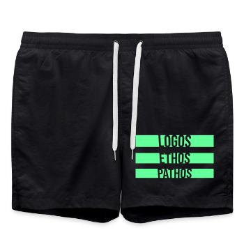Logos Ethos Pathos Rhetoric Philosophy Student - Swim Trunks - black - Front - AI Model Male 185 light (185cm)