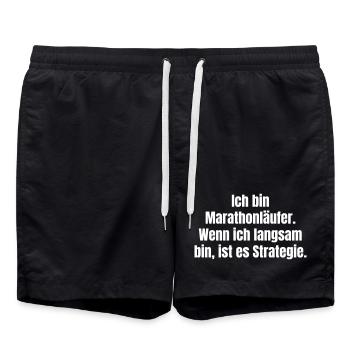 Stratégie du coureur de marathon : la patience comme tactique - Short de bain - noir - Devant - AI Model Male 185 light (185cm)