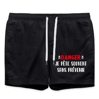 Danger Pète sans prévenir - Short de bain - noir - Devant - AI Model Male 185 light (185cm)