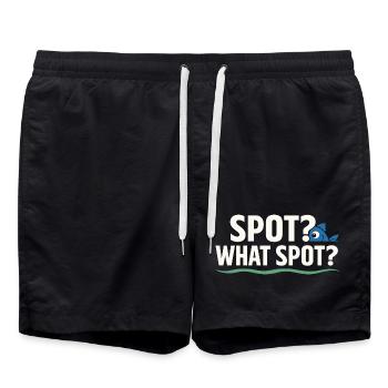 Secret fishing spot – don't ask - Swim Trunks - black - Front - AI Model Male 185 light (185cm)