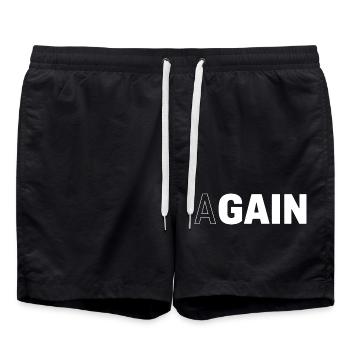 Hidden Gain — AGAIN Typographie Motivationnelle - Short de bain - noir - Devant - AI Model Male 185 light (185cm)