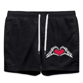 Mains Squelettes Amour Cœur Saint-Valentin - Short de bain - noir - Devant - AI Model Male 185 light (185cm)