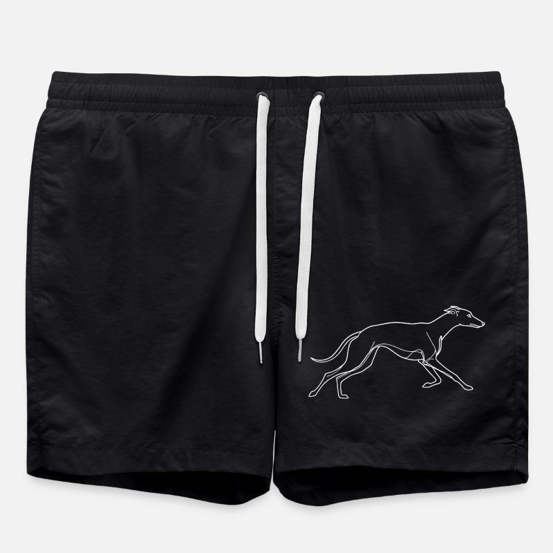Minimalistische Windhund Silhouette Linienkunst - Badeshorts - Schwarz
