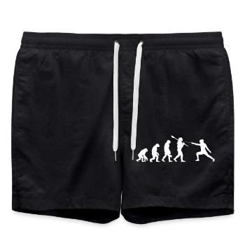 Evolution of Fencing Silhouette Combat Sport - Swim Trunks - black - Front - AI Model Male 185 light (185cm)
