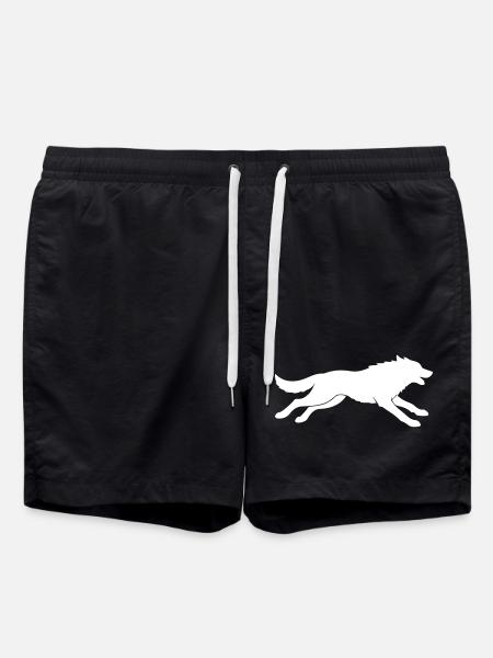 Wolf Silhouette - Swim Trunks - black