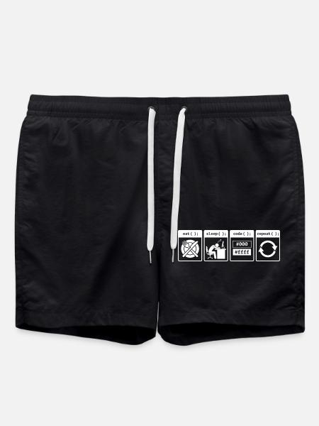 Eat Sleep Code Repeat – Coder Workflow Design - Swim Trunks - black
