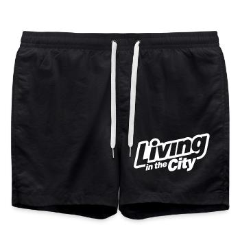 Living in the City: Urban Typography - Swim Trunks - black - Front - AI Model Male 185 light (185cm)