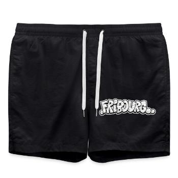 Fribourg Camo Graffiti - Badeshorts - Schwarz - Vorne - AI Model Male 185 light (185cm)