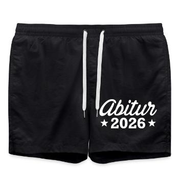 Abi 2026 - Abitur - Geschenk | minimal Design - Badeshorts - Schwarz - Vorne - AI Model Male 185 light (185cm)