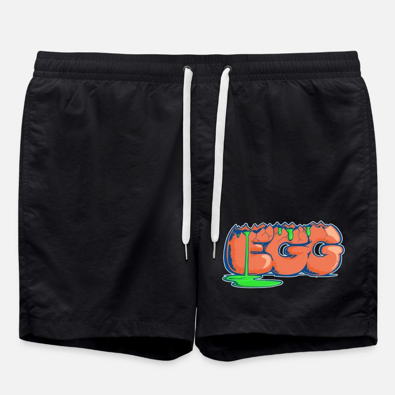Egg, Drawn Word - Swim Trunks - black