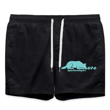 SHS Logo mint - Badeshorts - Schwarz - Vorne - AI Model Male 185 light (185cm)