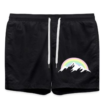 Berg Regenbogen Naturliebhaber - Badeshorts - Schwarz - Vorne - AI Model Male 185 light (185cm)