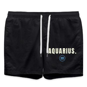 AQUARIUS. Minimalist Zodiac Success Edition - Badeshorts - Schwarz - Vorne - AI Model Male 185 light (185cm)