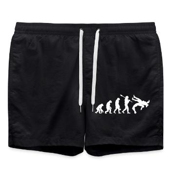Evolution of Wrestling Silhouette Combat Sports - Swim Trunks - black - Front - AI Model Male 185 light (185cm)