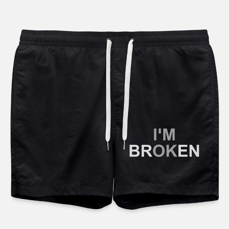 Mentally Broken - Swim Trunks - black