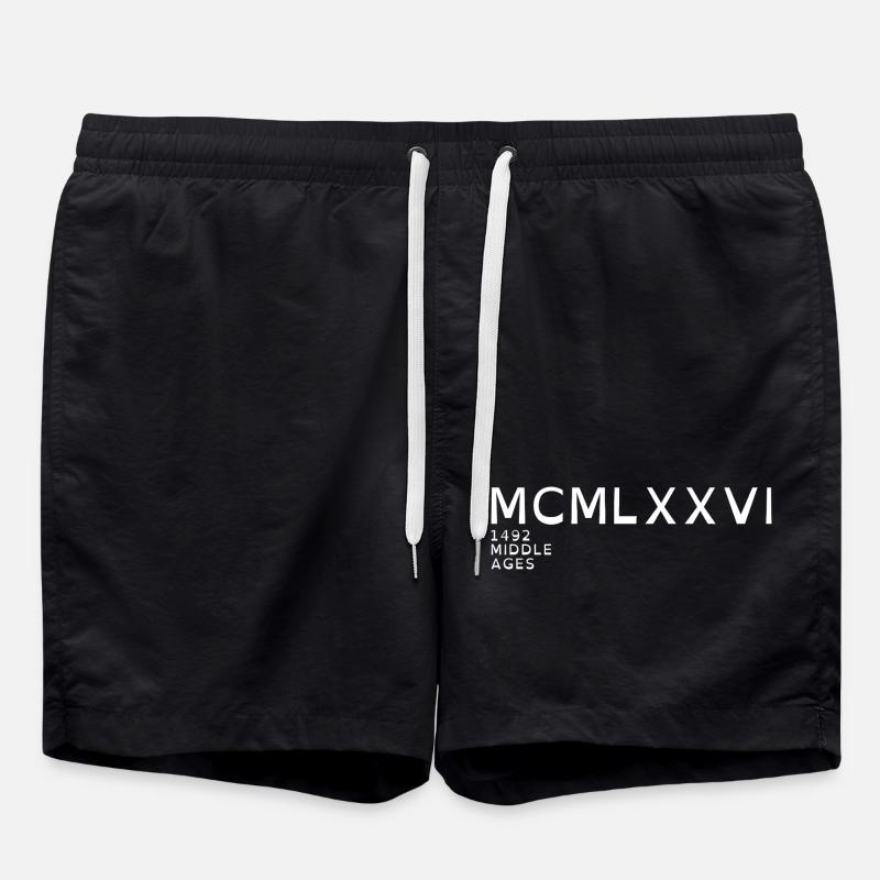 1976_LINE_white - Swim Trunks - black