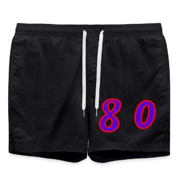 80. 80 YEARS. 80th ANNIVERSARY. 80 YEARS ANNIVERSARY. - Swim Trunks - black - Front - AI Model Male 185 light (185cm)