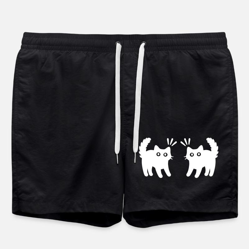 Katzen Paar - Badeshorts - Schwarz