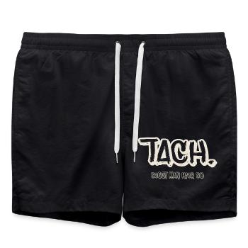 Tach.  sings here so North German saying - Swim Trunks - black - Front - AI Model Male 185 light (185cm)