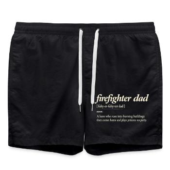 Firefighter Dad Dad Firefighter Hero Humor - Swim Trunks - black - Front - AI Model Male 185 light (185cm)
