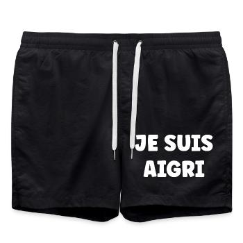 Je suis aigri - Short de bain - noir - Devant - AI Model Male 185 light (185cm)