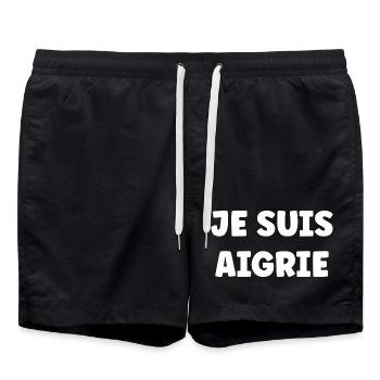 Ich bin verbittert – Fette Aussage Tippfehler - Badeshorts - Schwarz - Vorne - AI Model Male 185 light (185cm)