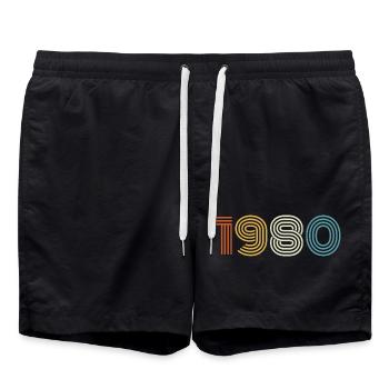 1980 Cadeau 1980 Vintage 1980 - Short de bain - noir - Devant - AI Model Male 185 light (185cm)