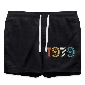 1979 Gift 1979 Vintage 1979 - Swim Trunks - black - Front - AI Model Male 185 light (185cm)