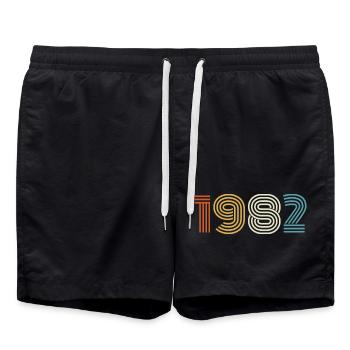 1982 Gift 1982 Vintage 1982 - Swim Trunks - black - Front - AI Model Male 185 light (185cm)