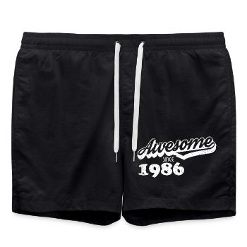Awesome seit 1986 – Retro Typografie - Badeshorts - Schwarz - Vorne - AI Model Male 185 light (185cm)