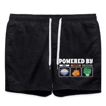 Powered By Rice Chicken Broccoli - Swim Trunks - black - Front - AI Model Male 185 light (185cm)