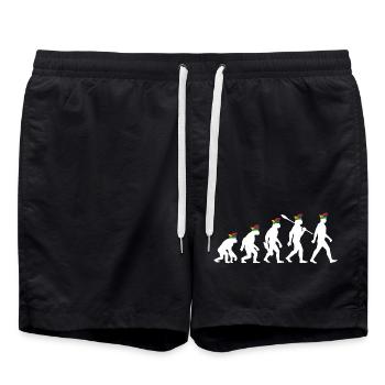 Homo Karnevalis | Evolution der Narren, Fastnacht - Badeshorts - Schwarz - Vorne - AI Model Male 185 light (185cm)