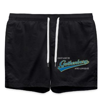 Ich habe mich in Göteborg verlaufen und es geliebt - Badeshorts - Schwarz - Vorne - AI Model Male 185 light (185cm)